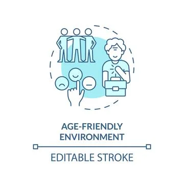 2D age friendly environment blue icon concept Stock Illustration