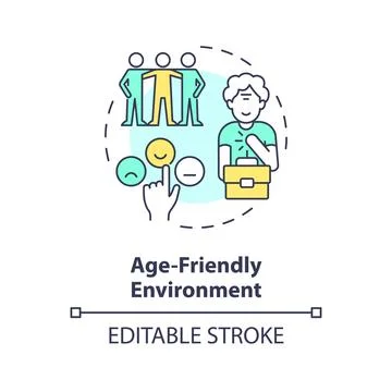 2D age friendly environment line icon concept Stock Illustration