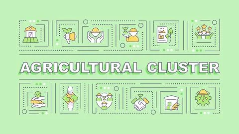 2D agricultural clusters text with creative thin line icons イラスト素材