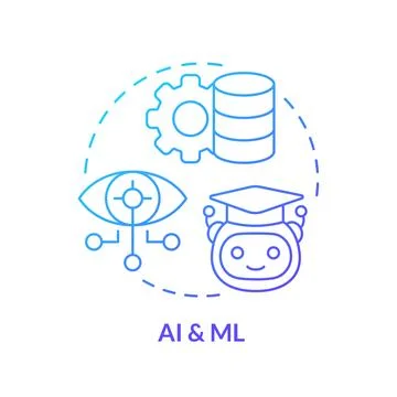 2D AI and ML concept linear icon 스톡 일러스트