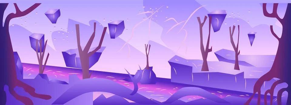 2D Alien Planet Game Background Vector Illustration Stock Illustration