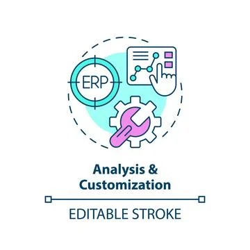 2D analysis and customization line icon concept 스톡 일러스트