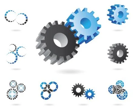 2d and 3d cogs Illustrazione stock