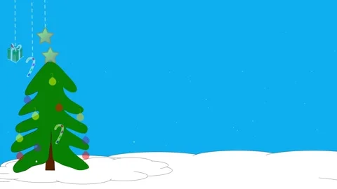 2D animate tree christmas. snow. ornamen christmas Stock Footage 288550792