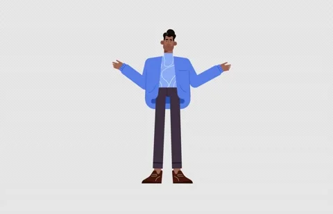 2D Animated Black Dark Skinned Man Talking and Explaining With Hand Gesture Vídeos de archivo 268220274