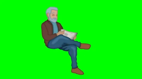 2d animated cartoon character of middle-aged man reading a book. Stock Footage 295535479