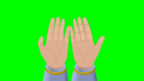 2d animated cartoon character of two hands praying, green screen. Stock Footage 295535462