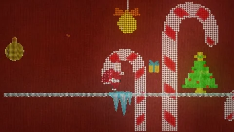 2D Animated Christmas Game Of Pixel Santa's Quest Vídeo Stock 257648108