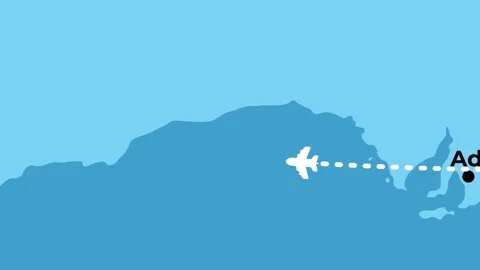 2D animated flight route map of a domestic airplane flying from Sydney to Perth Stock Footage 344998970
