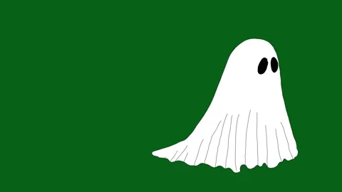 2D Animated Ghost Walk Cycle Green Screen Loop - Transparent Phantom Video stock 319405338