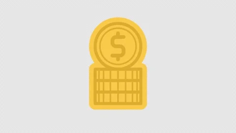 2D Animated Gold Coins Falling and Stacking Seamless Loop with Alpha Channel Stock Footage 335798223