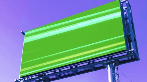 2d animated green screen billboard with clear purple sky Stock Footage 311004723