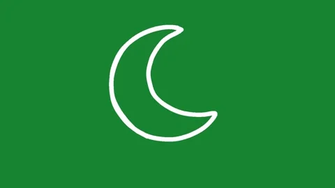 2D Animated Hand Drawn Crescent Moon Night Icon on Green Screen Stockbeeldmateriaal 334579443