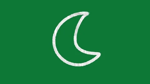 2D Animated Hand Drawn Crescent Moon Night Sky on Green Screen Stock Footage 334579534