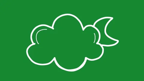 2D Animated Hand Drawn Moon and Cloud Night Sky on Green Screen Vídeos de archivo 334579469