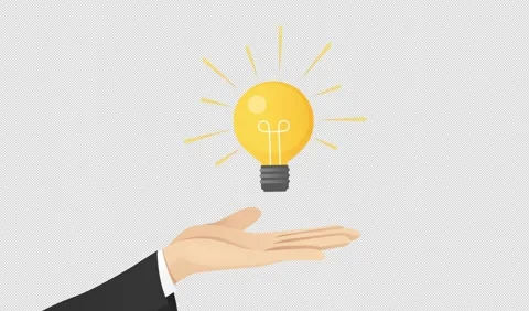 2D animated hand with question mark and light bulb on transparent background Stock Footage 318019996
