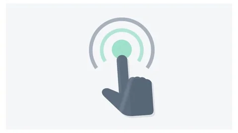 2D Animated Icon of a Finger Tapping a Button with Rippling Concentric Circles Vidéo 347721323