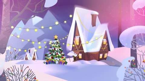 2D Animated Illustration of Bird Going to Nest, Xmas House, Squirrel 動画素材 295931225