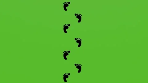 2D animated illustration of human footprints on a green screen. Stock Footage 281016653