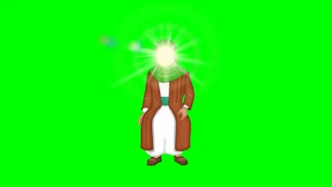 2d animated Imam speaking to a crowd, green screen. Stock Footage 295535429