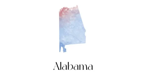 2d animated map showing the state of Alabama from the united state of america Stock Footage 150763743