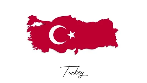 2d animated map showing the state of Turkey from the united state of america. 2d Stock Footage 150767409