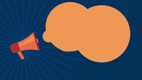 2D animated megaphone emitting empty bubbles 스톡 동영상 151788758