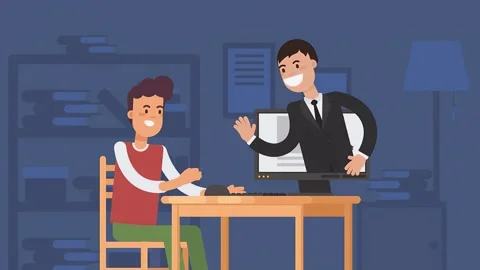 2D Animated Men Making Business Deal Online 库存影片 304963922
