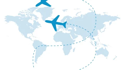 2D Animated Video of Global Air Travel Looping Animation Stock Footage 246774532