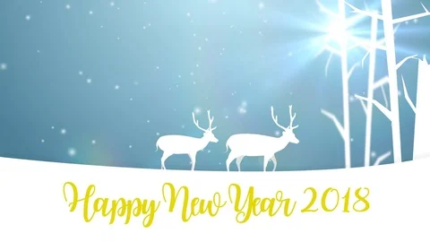 2d animated winter background with Happy New Year 2018 text . Stock Footage 83481420