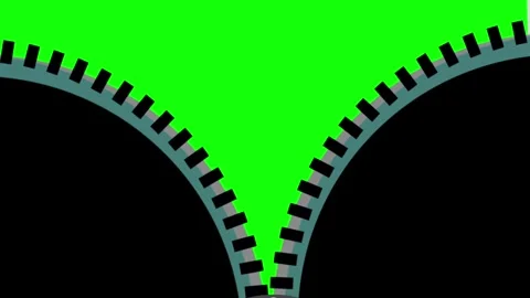 2D animated zipper opening downward to reveal a green screen background Stock Footage 330517006