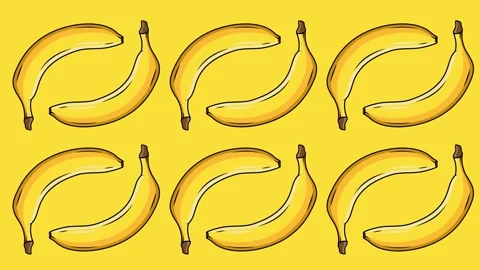 2D animation of bananas on a yellow background. Stock Footage 164585397