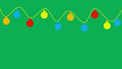 2D animation, Christmas decorations,glowing lights. greenscreen Stock Footage 288564677