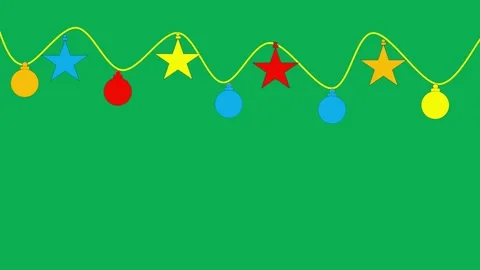 2D animation, Christmas decorations,glowing lights. greenscreen Stock Footage 288564678