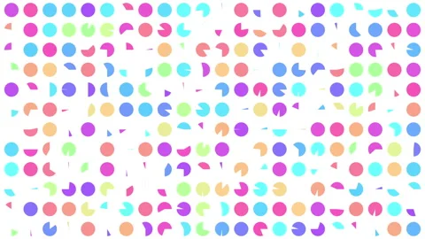 2D animation of colourful circle transitions pattern on white background Stock Footage 259656088