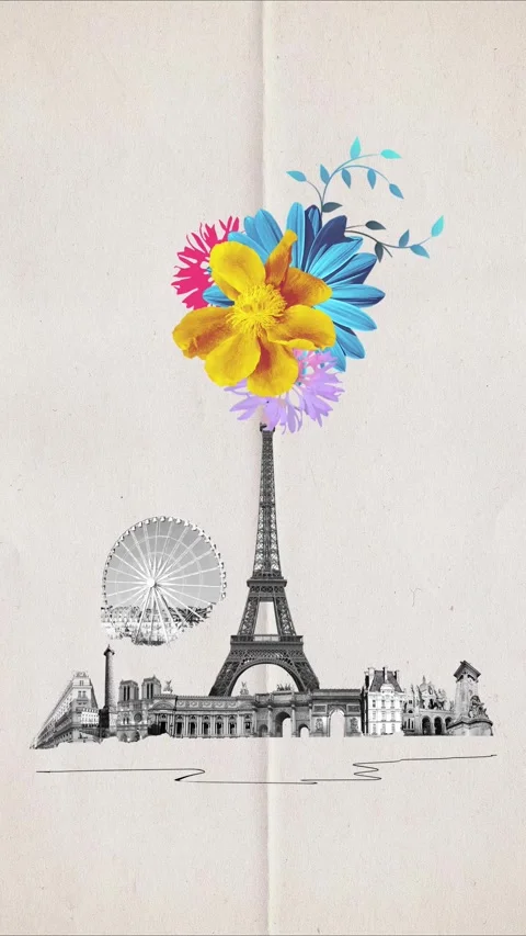 2D animation of design or art collage about Paris. Stock Footage 280269461