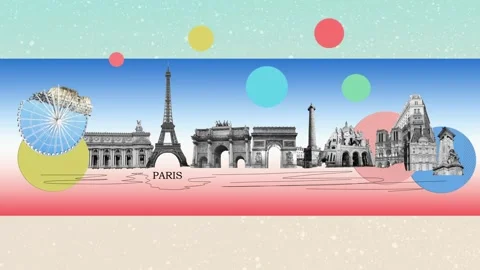 2D animation of design or art collage about Paris Stock Footage 280310657