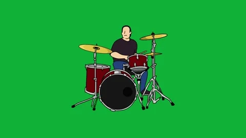 2d animation of drummer playing drum Stock Footage 296364073