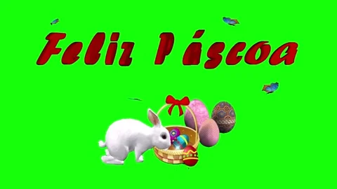 2d animation of the easter bunny with his basket of chocolate Stock Footage 220308026