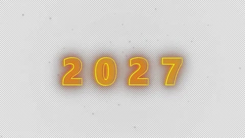 2D animation featuring the year 2027 in glowing golden text Vídeos de archivo 334957827