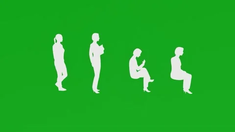 2D animation of four different white women sitting and standing on green screen  Video stock 212671149