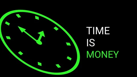 2D animation of a green outline clock with rapidly spinning hands. Stock Footage 317970054
