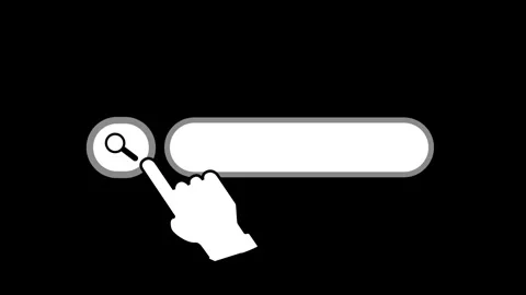 2D animation of a hand cursor clicking a search bar icon. Minimal UI element Stock Footage 319896587