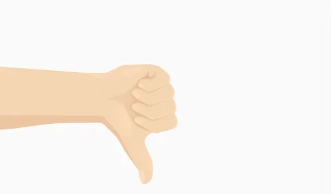 2D animation of hand from thumbs up to thumbs down on white background Stock Footage 314273134