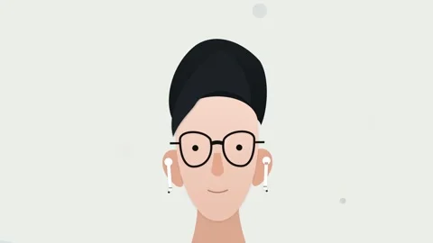 2D Animation Of A Hipster Character Wearing Glasses And Earbuds Stock Footage 333493673