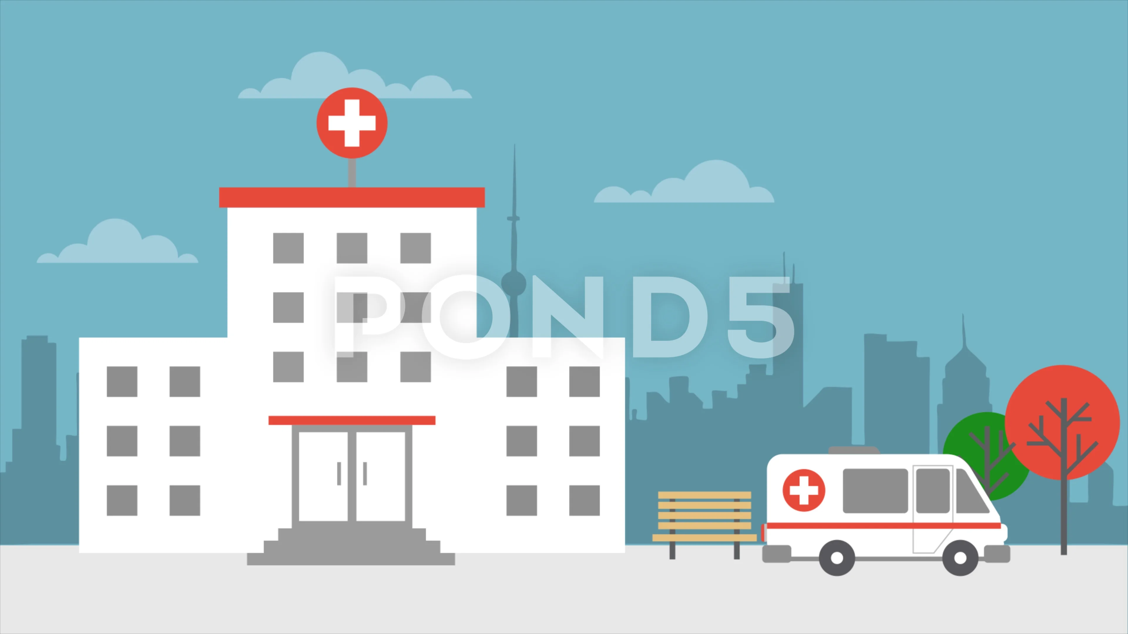 2D animation of a hospital building and ... | Stock Video | Pond5