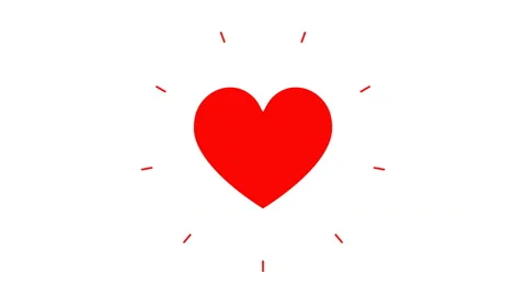 2d animation like icon. Red heart. Seamless loop animation Stock Footage
