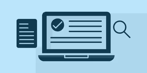 2D animation of Laptop, Document and Search Icon Stock Footage 163366907