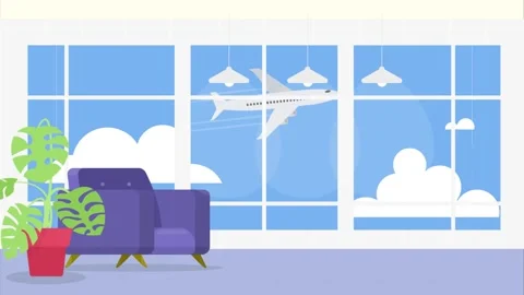 2D Animation loop background SEAMLESS ROOM WITH BIG WINDOW Stock Footage 241684546