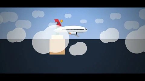 2D Animation Passenger Airplane Flying Around World Passing By Famous Landmarks Stock Footage 340469940